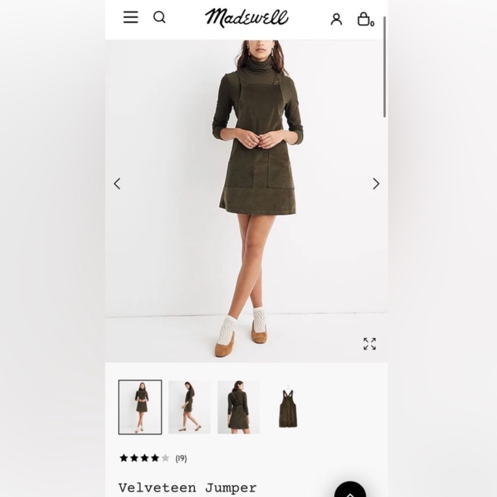 Madewell Velveteen Jumper Dress